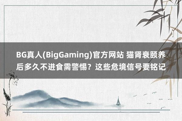 BG真人(BigGaming)官方网站 猫肾衰颐养后多久不进食需警惕？这些危境信号要铭记