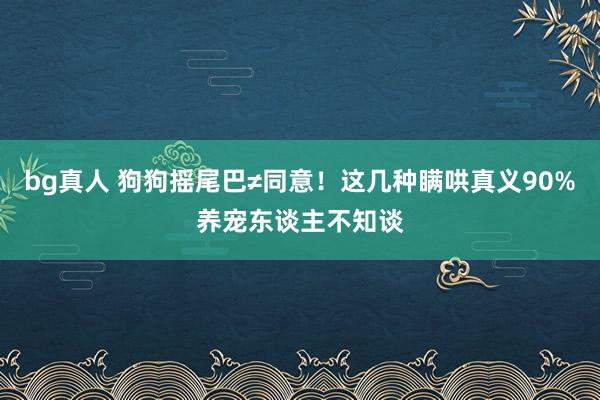 bg真人 狗狗摇尾巴≠同意！这几种瞒哄真义90%养宠东谈主不知谈