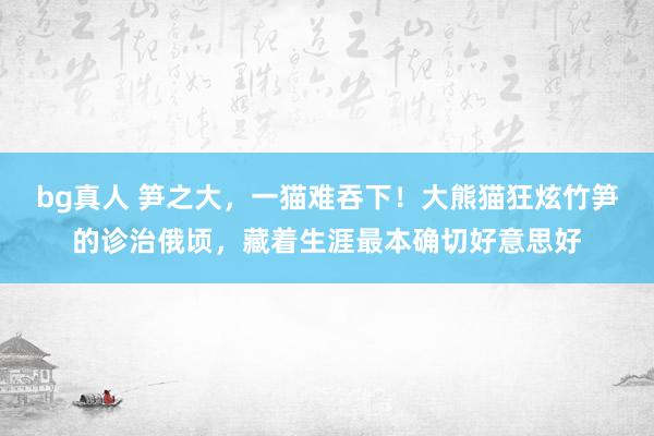bg真人 笋之大，一猫难吞下！大熊猫狂炫竹笋的诊治俄顷，藏着生涯最本确切好意思好