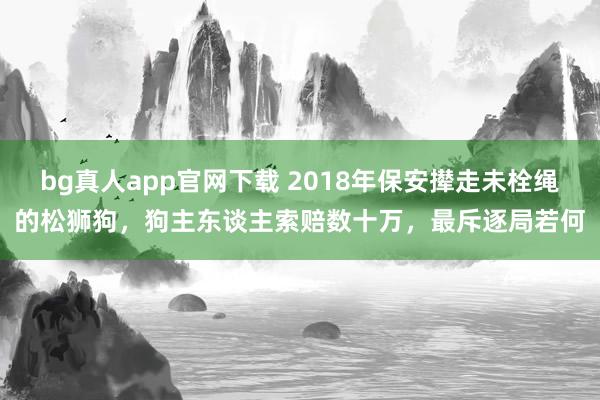 bg真人app官网下载 2018年保安撵走未栓绳的松狮狗，狗主东谈主索赔数十万，最斥逐局若何