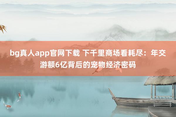 bg真人app官网下载 下千里商场看耗尽：年交游额6亿背后的宠物经济密码