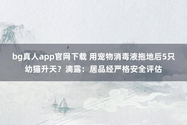bg真人app官网下载 用宠物消毒液拖地后5只幼猫升天？滴露：居品经严格安全评估