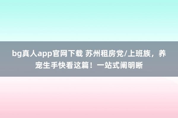 bg真人app官网下载 苏州租房党/上班族，养宠生手快看这篇！一站式阐明晰